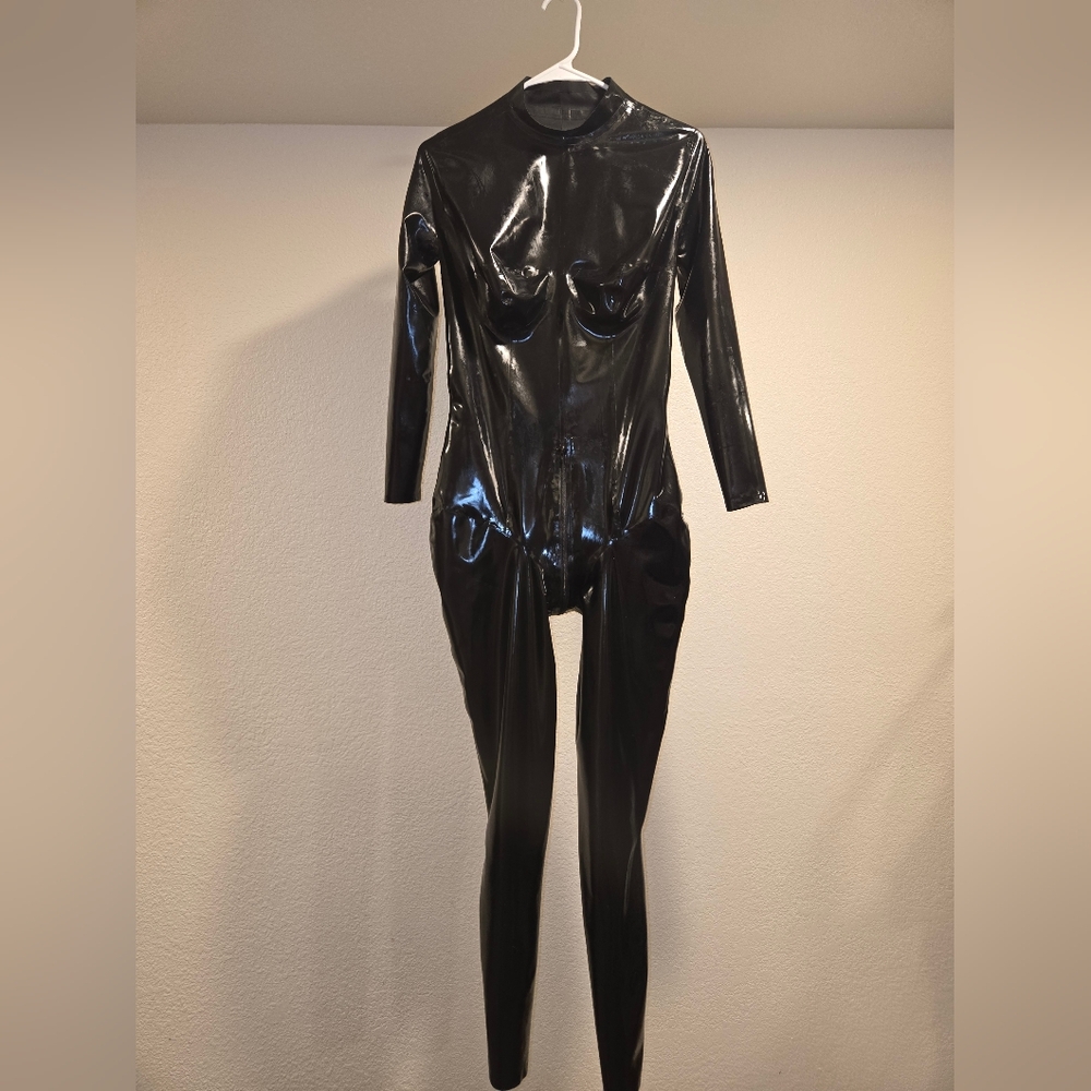 Women's Black Latex Catsuit